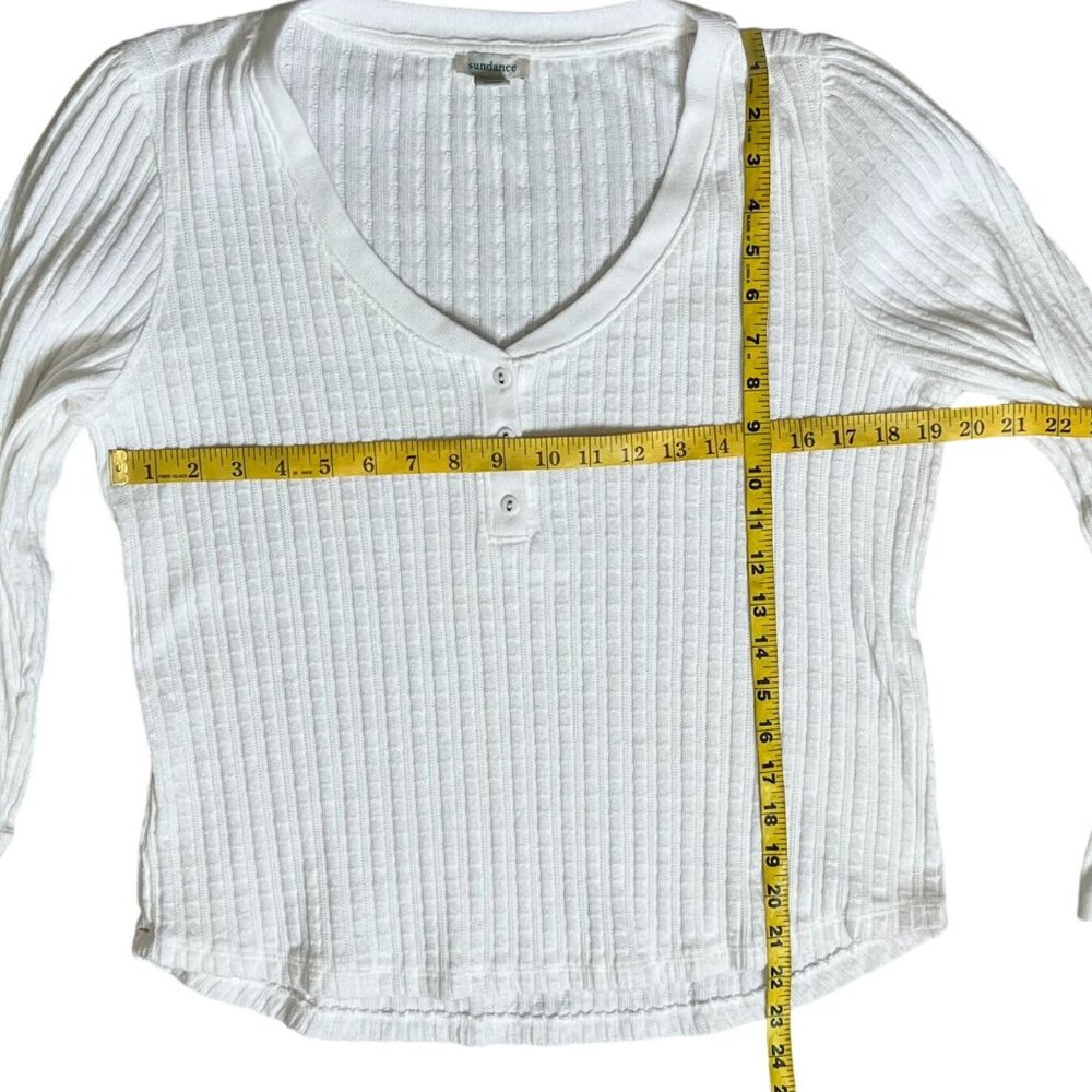Sundance Cream Ribbed Henley Top - Picture 9 of 10